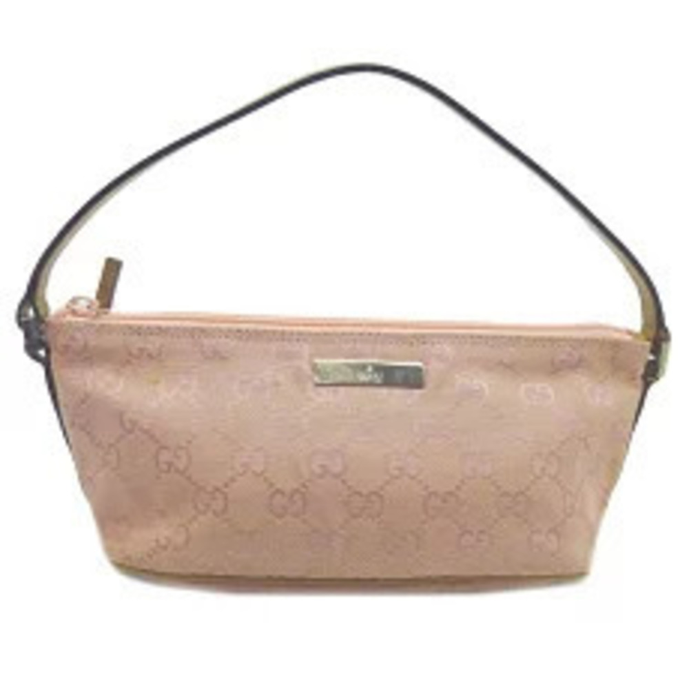 Gucci Pouch Clutch Handbag GG Canvas Pink